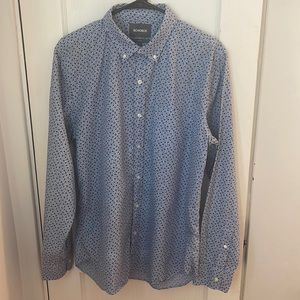 Bonobos Button Up Dress Shirt Floral Print Slim Fit Blue L